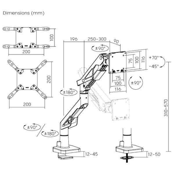 Кронштейн для монитора LUMI LDT95-C012 VESA 100 x 200 мм/ Разноцветный photo 8