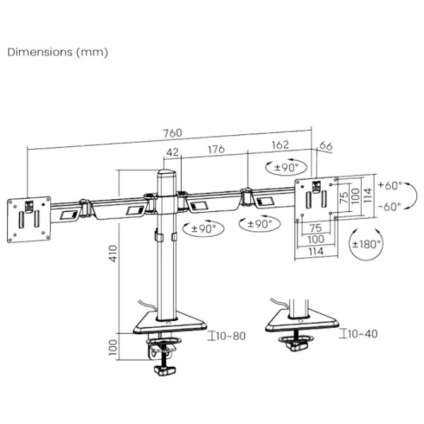 Кронштейн для монитора LUMI LDT89-C024L VESA 100 x 100 мм/ Черный photo 6