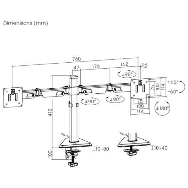 Кронштейн для монитора LUMI LDT89-C024L VESA 100 x 100 мм/ Черный photo 6