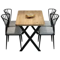 Set masă și scaune Prestige X Leg Dreptunghiulară / PAL / Pine