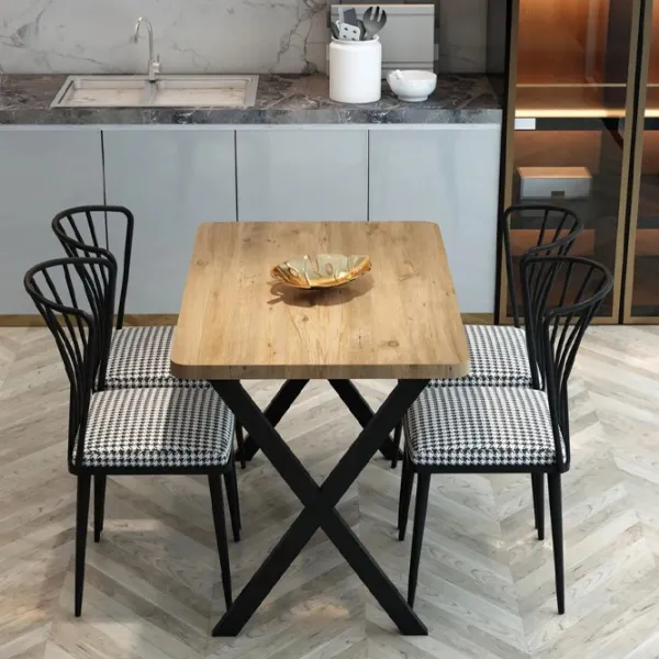 Обеденные стол со стульями Prestige X Leg Прямоугольная / ДСП / Сосна photo 4