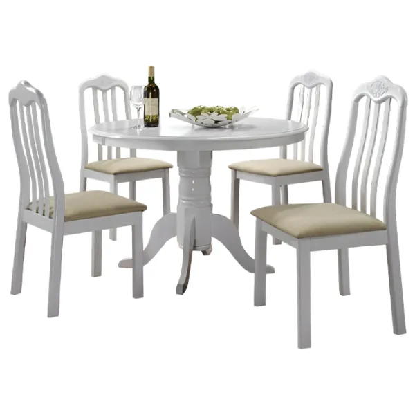 Обеденные стол со стульями Marcel Prod RH7066559CWHITE Круглая / Дерево / Белый photo 1