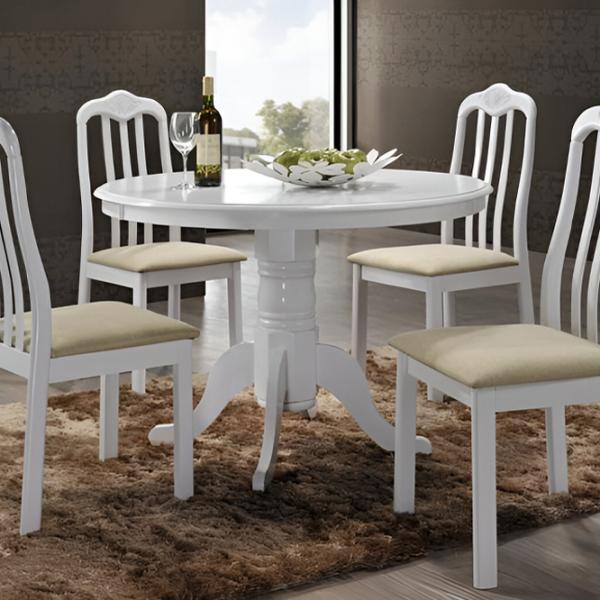 Обеденные стол со стульями Marcel Prod RH7066559CWHITE Круглая / Дерево / Белый photo 3