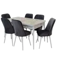 Обеденные стол со стульями Magnus Arya Прямоугольная / ДСП / Мраморный