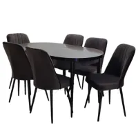 Set masă și scaune Magnus Arya Oval Ovală / PAL / Black