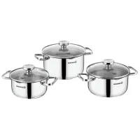 Набор кастрюль Korkmaz A1967 2.3л Нержавеющая сталь / Нержавеющая сталь