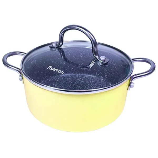 Кастрюля Fissman MINI CHEF 1.3л Алюминий / Желтый photo 1