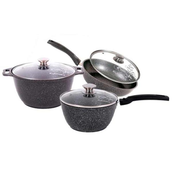 Set de cratițe Kukmara НКП03МТ 4l Aluminiu / Black photo 1 Set de cratițe Kukmara НКП03МТ 4l Aluminiu / Black photo 1