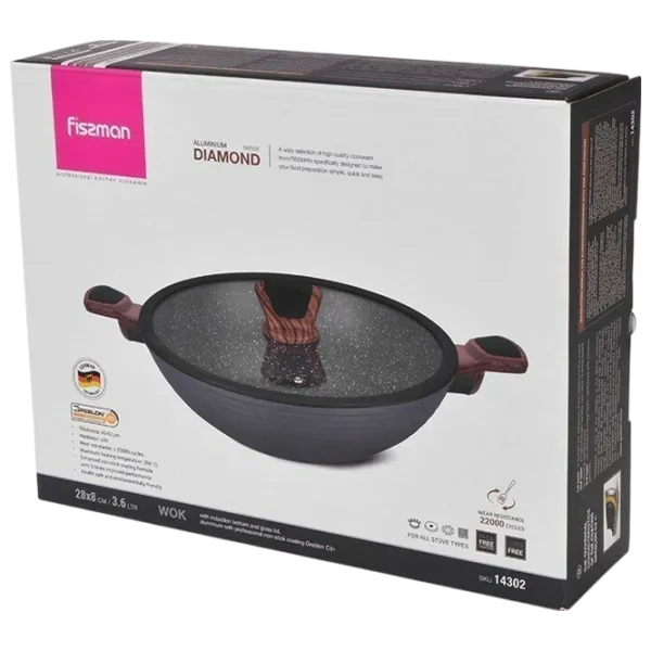 Tigaie Fissman Diamond 14302 Wok / 28 cm / Black photo 6