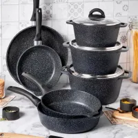 Set de tigăi Kukmara Granit Line SGGCH282A Adâncă / 28 cm / Black photo 4