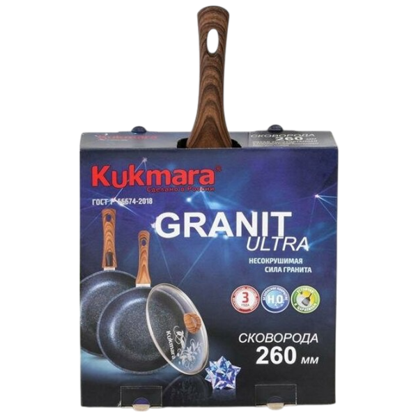 Сковорода Kukmara Granit Ultra CSS261A Универсальная / 26 см / Черный photo 7