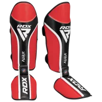 Защита для ног RDX Aura Plus T-17 Красный / Кожа / Взрослый