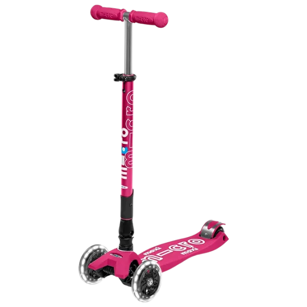 Trotinetă pentru copii cu trei roți Micro Maxi Deluxe Foldable LED (MMD095) 50 kg/ Purple photo 1