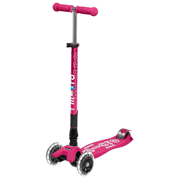 Trotinetă pentru copii cu trei roți Micro Maxi Deluxe Foldable LED (MMD095) 50 kg/ Purple photo 1