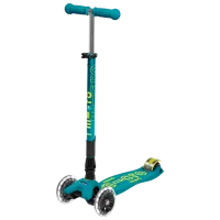 Trotinetă pentru copii cu trei roți Micro Maxi Deluxe Foldable LED (MMD097) 50 kg/ Green