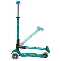 Trotinetă pentru copii cu trei roți Micro Maxi Deluxe Foldable LED (MMD097) 50 kg/ Green photo 2