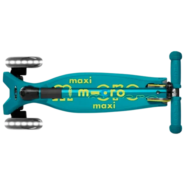 Trotinetă pentru copii cu trei roți Micro Maxi Deluxe Foldable LED (MMD097) 50 kg/ Green photo 3