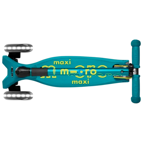 Trotinetă pentru copii cu trei roți Micro Maxi Deluxe Foldable LED (MMD097) 50 kg/ Green photo 3