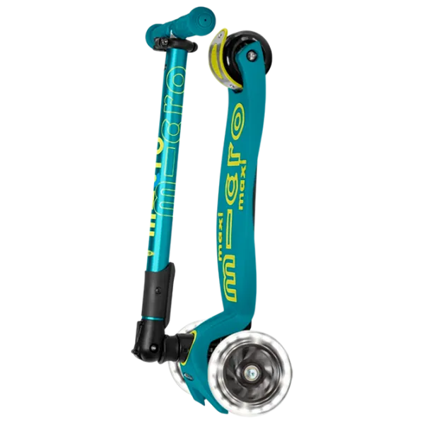 Trotinetă pentru copii cu trei roți Micro Maxi Deluxe Foldable LED (MMD097) 50 kg/ Green photo 6