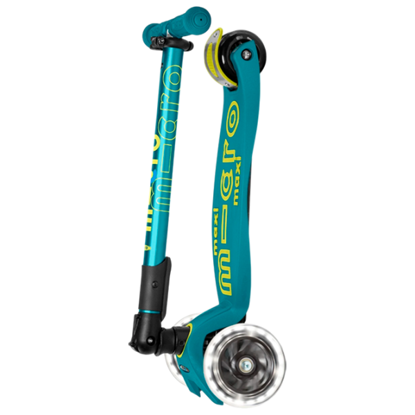 Trotinetă pentru copii cu trei roți Micro Maxi Deluxe Foldable LED (MMD097) 50 kg/ Green photo 6