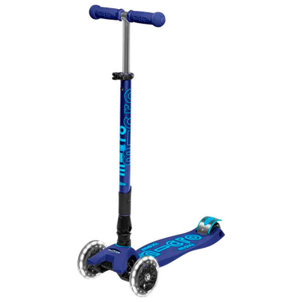 Trotinetă pentru copii cu trei roți Micro Maxi Deluxe Foldable LED (MMD099) 50 kg/ Navy photo 1