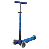 Trotinetă pentru copii cu trei roți Micro Maxi Deluxe Foldable LED (MMD099) 50 kg/ Navy