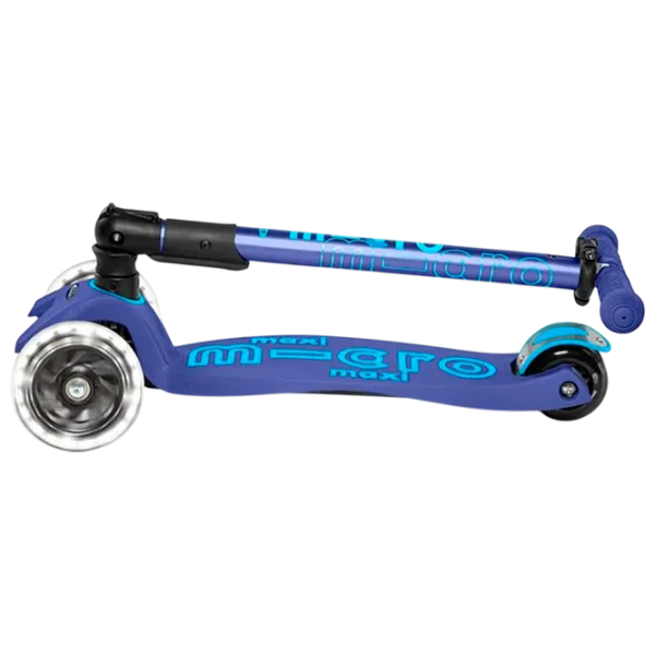 Trotinetă pentru copii cu trei roți Micro Maxi Deluxe Foldable LED (MMD099) 50 kg/ Navy photo 3