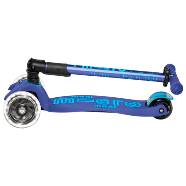 Trotinetă pentru copii cu trei roți Micro Maxi Deluxe Foldable LED (MMD099) 50 kg/ Navy photo 3