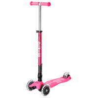Trotinetă pentru copii cu trei roți Micro Maxi Deluxe Foldable LED (MMD096) 50 kg/ Pink