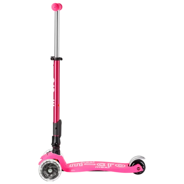 Trotinetă pentru copii cu trei roți Micro Maxi Deluxe Foldable LED (MMD096) 50 kg/ Pink photo 2