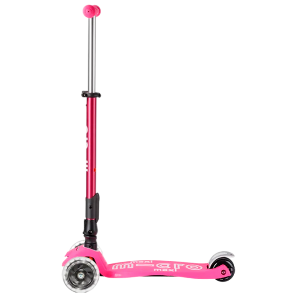 Trotinetă pentru copii cu trei roți Micro Maxi Deluxe Foldable LED (MMD096) 50 kg/ Pink photo 2
