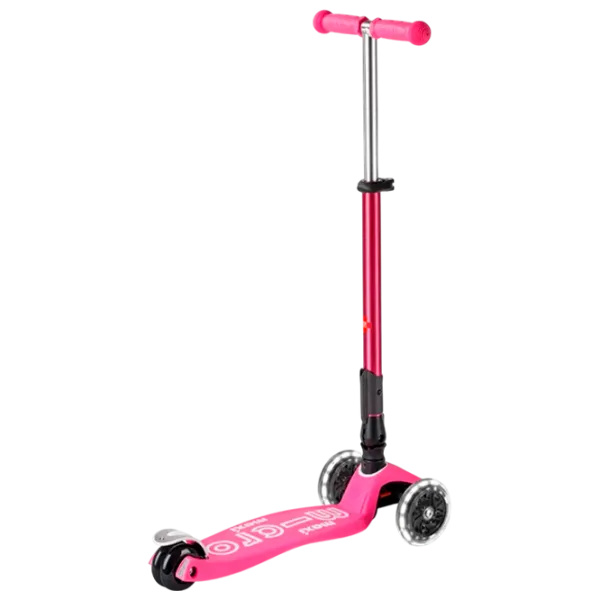Trotinetă pentru copii cu trei roți Micro Maxi Deluxe Foldable LED (MMD096) 50 kg/ Pink photo 3