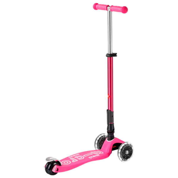 Trotinetă pentru copii cu trei roți Micro Maxi Deluxe Foldable LED (MMD096) 50 kg/ Pink photo 3