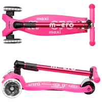 Trotinetă pentru copii cu trei roți Micro Maxi Deluxe Foldable LED (MMD096) 50 kg/ Pink photo 5