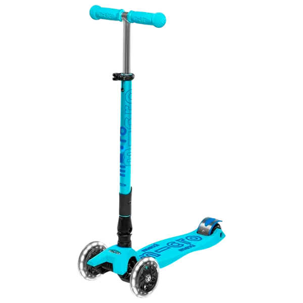 Детский трёхколёсный самокат Micro Maxi Deluxe Foldable LED (MMD092) 50 кг/ Синий photo 1