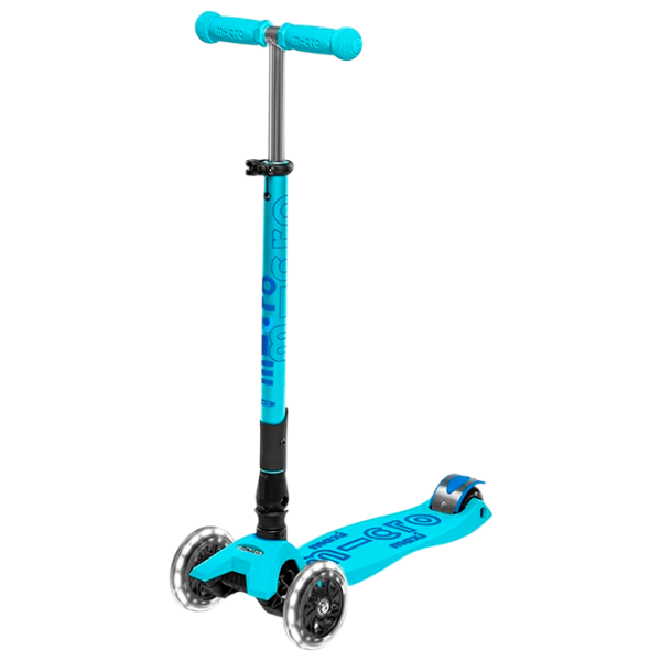 Детский трёхколёсный самокат Micro Maxi Deluxe Foldable LED (MMD092) 50 кг/ Синий photo 1