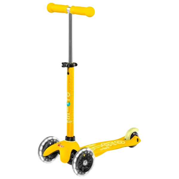 Trotinetă pentru copii cu trei roți Micro Mini Deluxe LED (MMD053) 50 kg/ Yellow photo 1