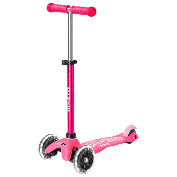 Trotinetă pentru copii cu trei roți Micro Mini Deluxe LED (MMD075) 50 kg/ Pink photo 1
