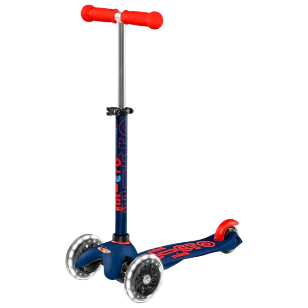 Trotinetă pentru copii cu trei roți Micro Mini Deluxe LED (MMD118) 50 kg/ Navy photo 1
