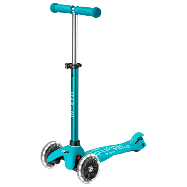 Trotinetă pentru copii cu trei roți Micro Mini Deluxe LED (MMD076) 50 kg/ Aqua photo 1