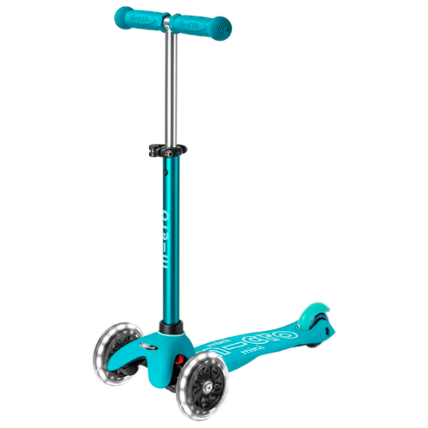 Trotinetă pentru copii cu trei roți Micro Mini Deluxe LED (MMD076) 50 kg/ Aqua photo 1