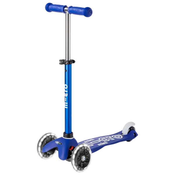 Детский трёхколёсный самокат Micro Mini Deluxe LED (MMD176) 50 кг/ Blue White photo 1