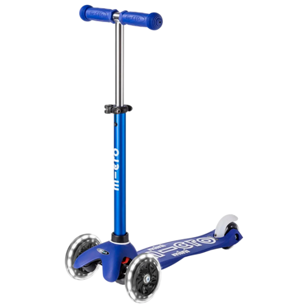 Детский трёхколёсный самокат Micro Mini Deluxe LED (MMD176) 50 кг/ Blue White photo 1