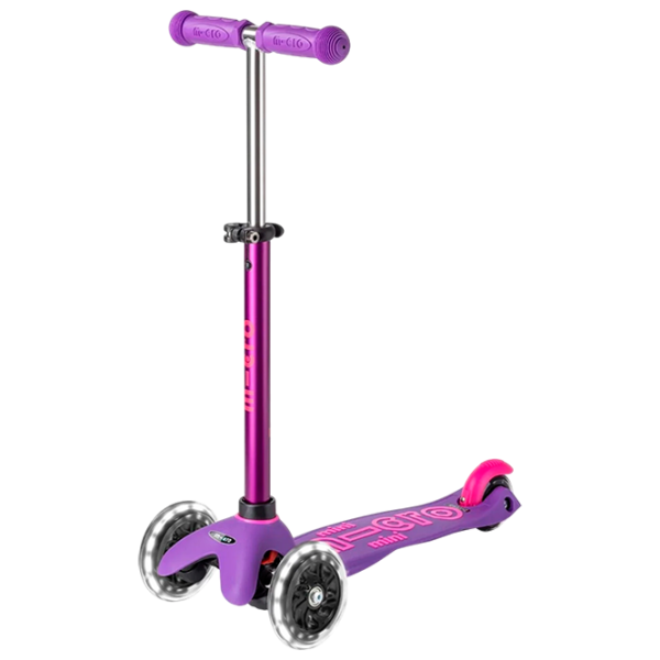 Детский трёхколёсный самокат Micro Mini Deluxe LED (MMD173) 50 кг/ Фиолетово-розовый photo 1