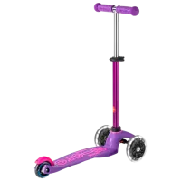 Trotinetă pentru copii cu trei roți Micro Mini Deluxe LED (MMD173) 50 kg/ Purple Pink photo 5