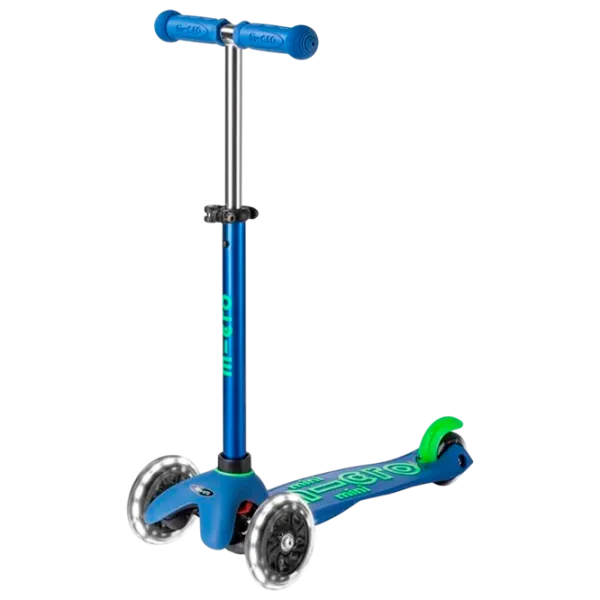 Trotinetă pentru copii cu trei roți Micro Mini Deluxe LED (MMD175) 50 kg/ Crystal Blue photo 1