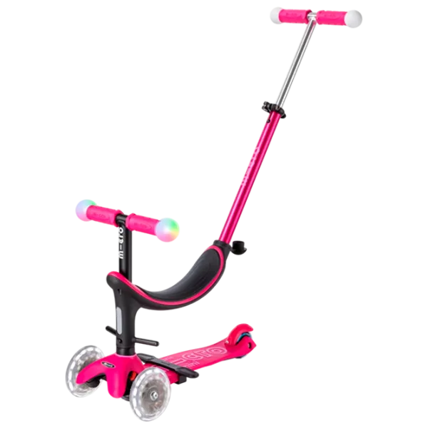 Trotinetă pentru copii cu trei roți Micro Mini2Grow Deluxe Magic LED (MMD359) 50 kg/ Pink photo 1