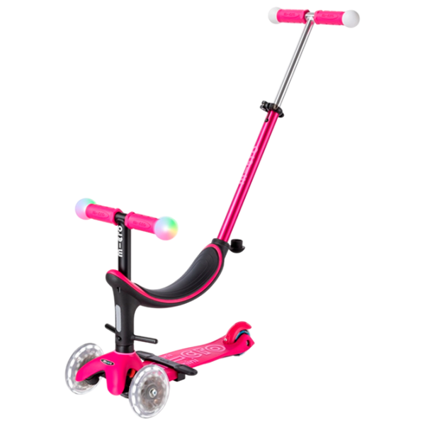 Trotinetă pentru copii cu trei roți Micro Mini2Grow Deluxe Magic LED (MMD359) 50 kg/ Pink photo 1