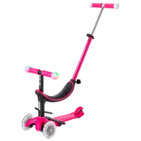 Trotinetă pentru copii cu trei roți Micro Mini2Grow Deluxe Magic LED (MMD359) 50 kg/ Pink