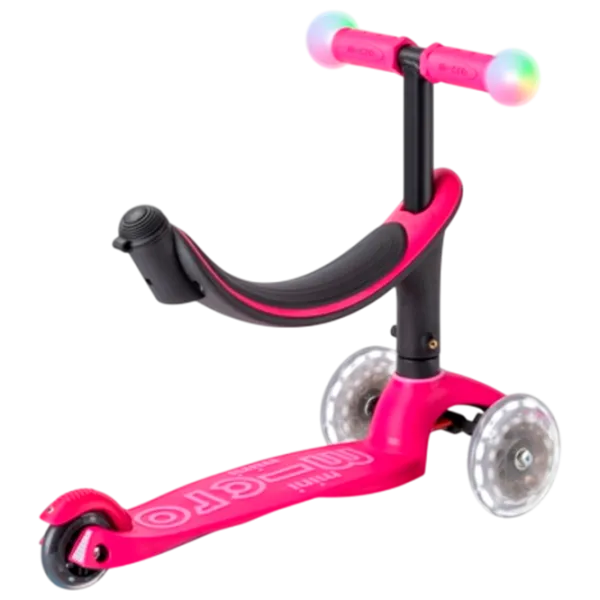 Trotinetă pentru copii cu trei roți Micro Mini2Grow Deluxe Magic LED (MMD359) 50 kg/ Pink photo 2